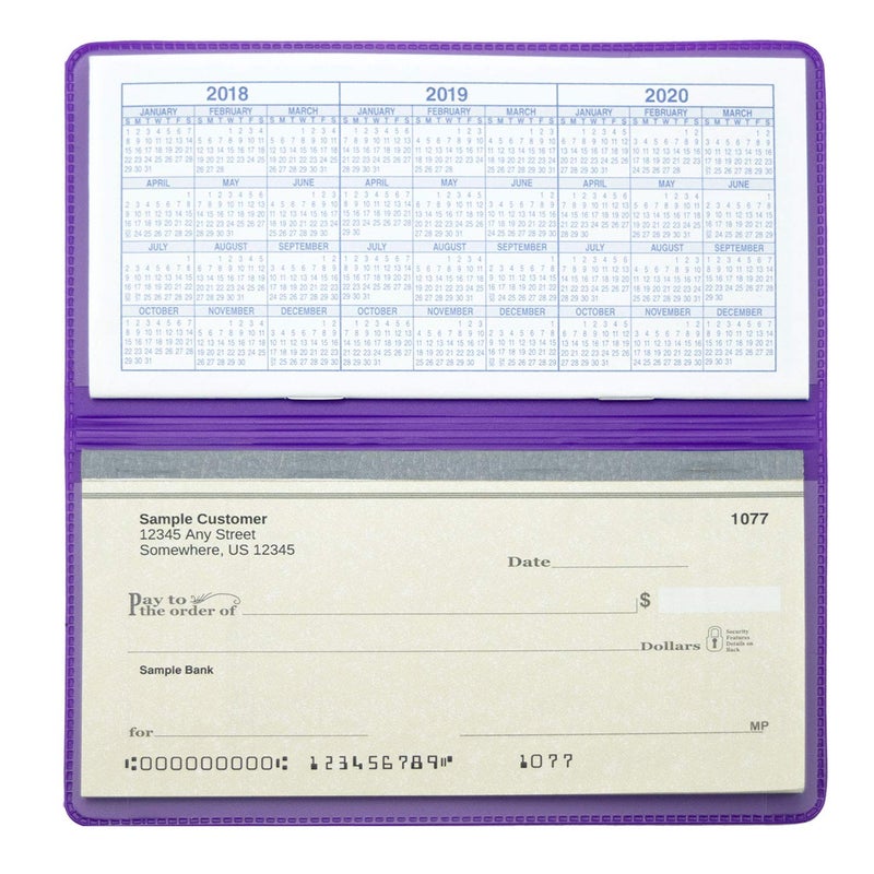 CAROUSELCHECKS Purple Vinyl Checkbook Cover, Top Tear Personal Vinyl Checkbook Cover - Image 2